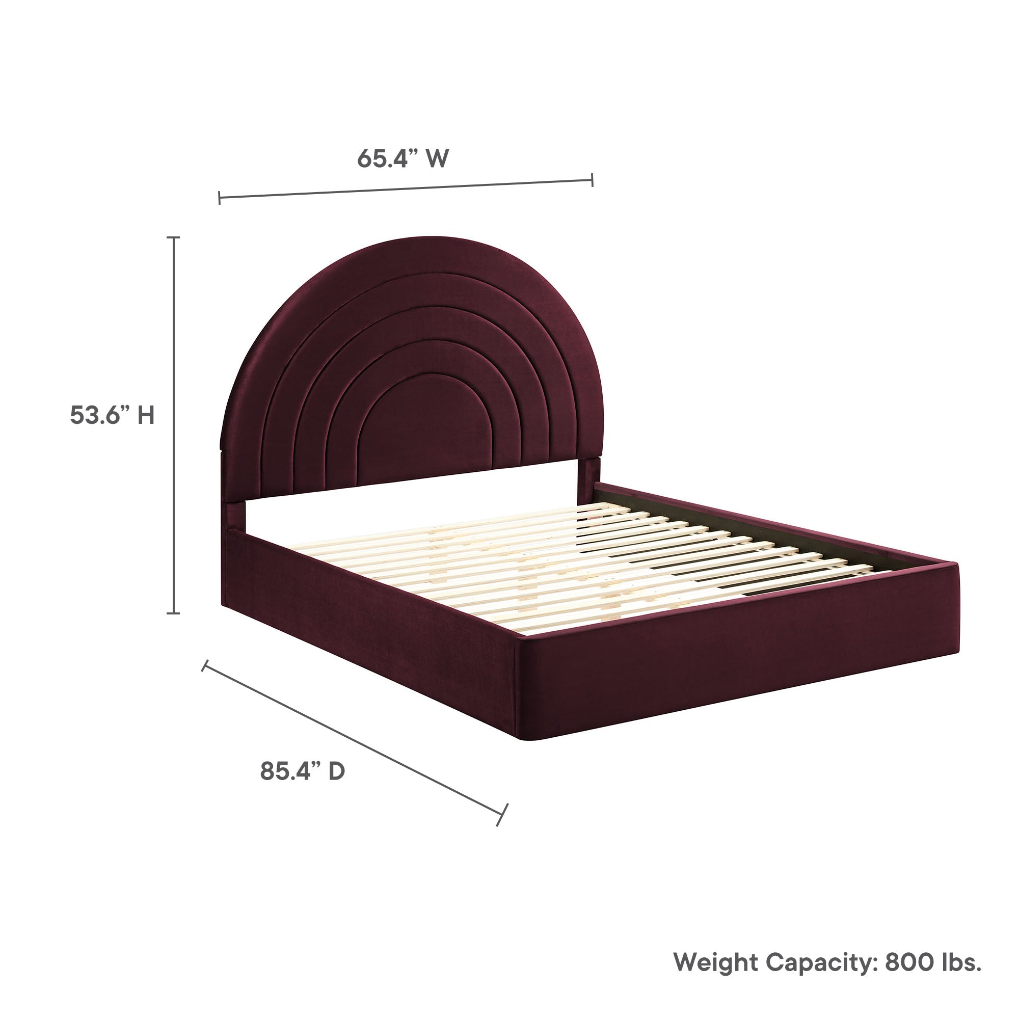 Solana Arched Performance Velvet Platform Bed