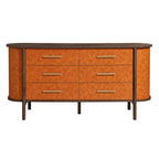 Coralie Curved 6-Drawer Vegan Leather Oval Dresser