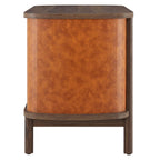 Coralie 2-Drawer Curved Vegan Leather Nightstand