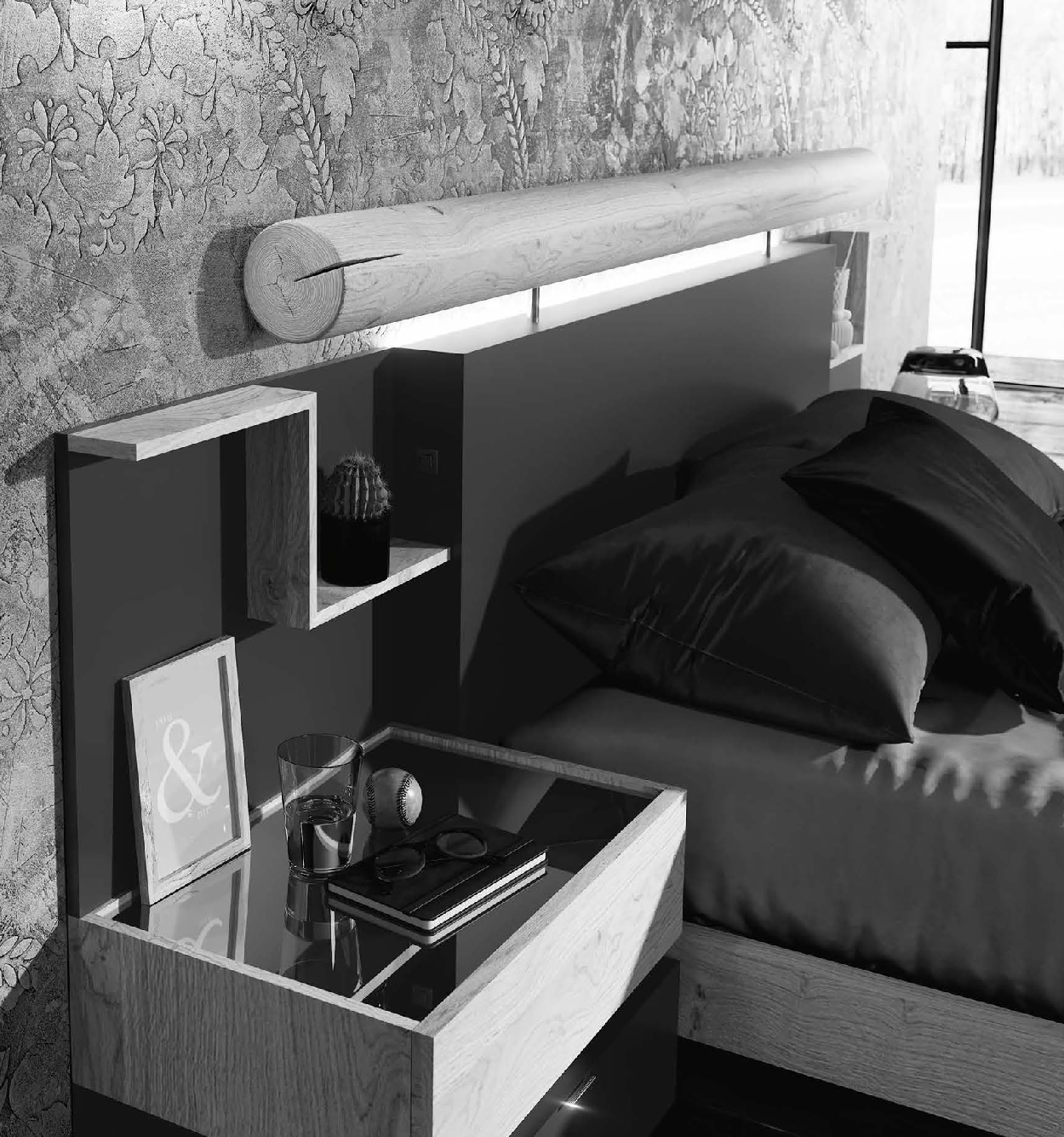 ESF Furniture - Maya Queen Bed in  Oak - MAYA-Q-OAK