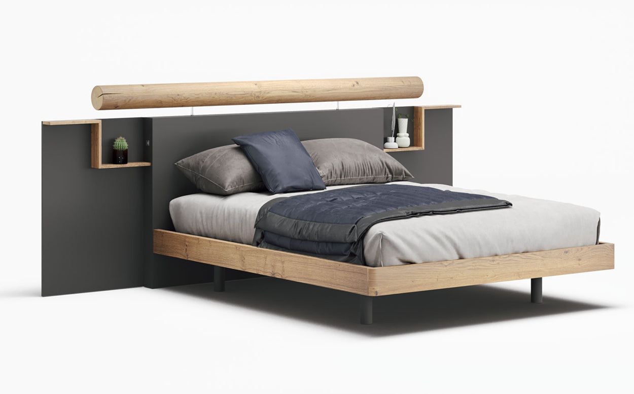 ESF Furniture - Maya 5 Piece Queen Bedroom Set in Oak - MAYA-Q-5SET-OAK