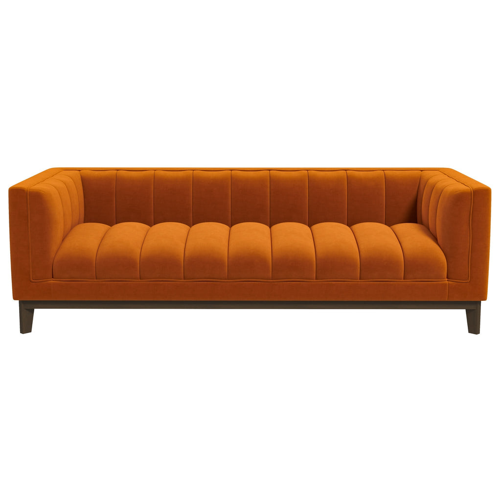 Melissa Mid-Century Cognac Vegan Leather Modern Sofa