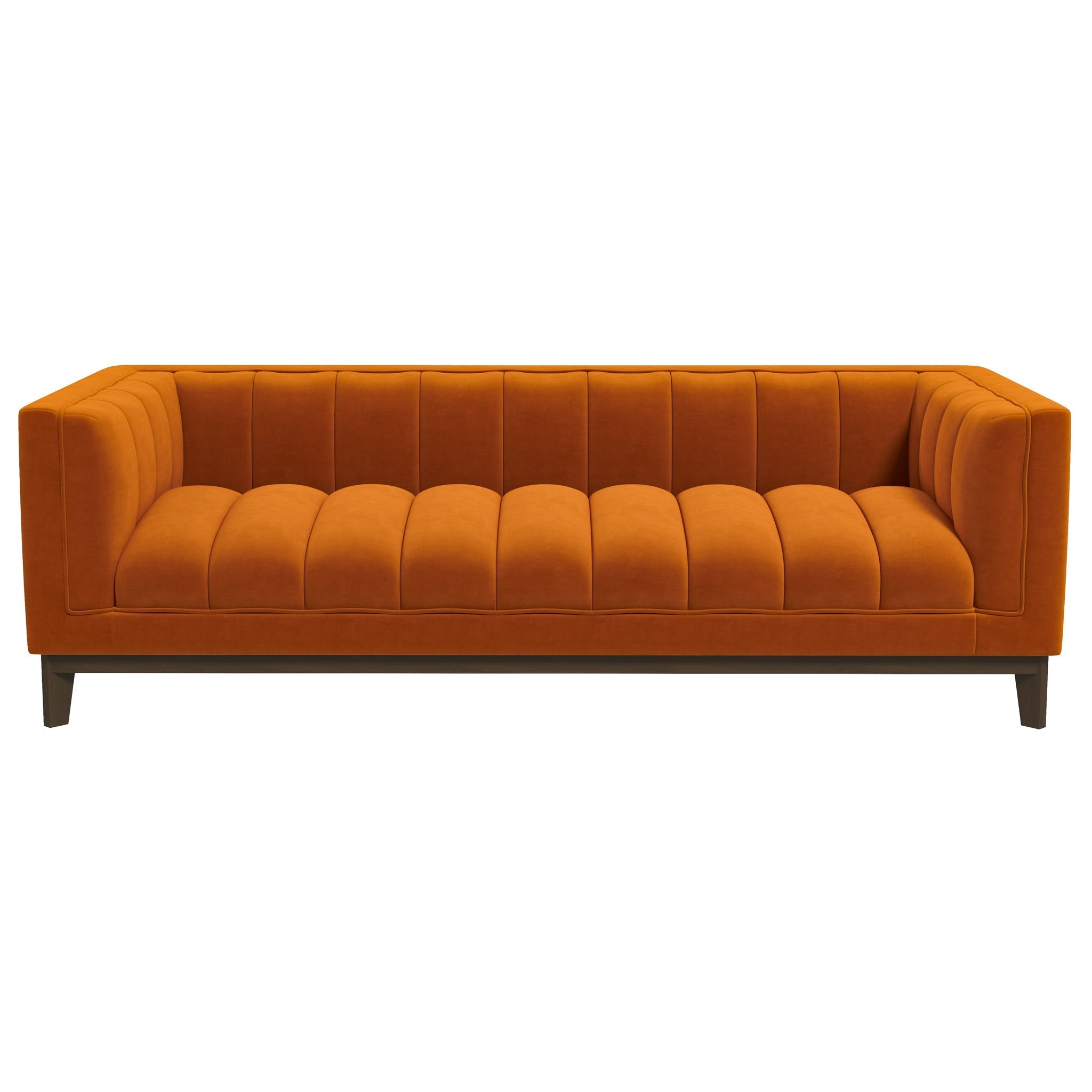 Melissa Mid-Century Cognac Vegan Leather Modern Sofa