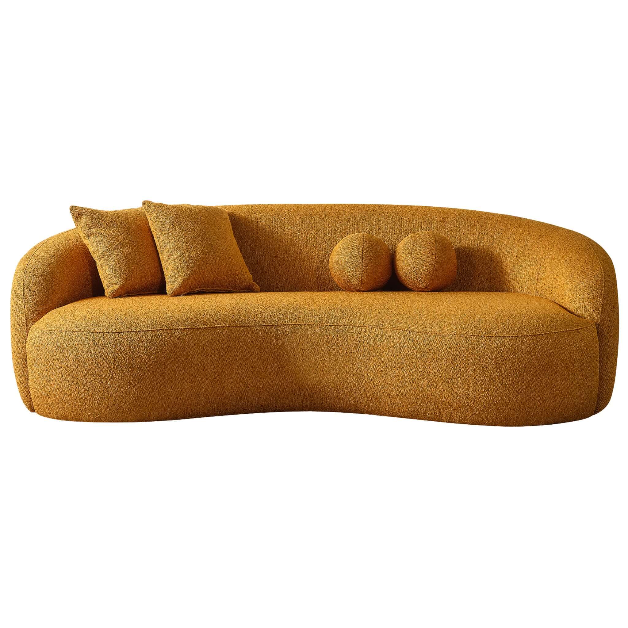 Drake Japandi Style Curvy Ivory Boucle Sofa