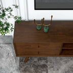 Caroline Mid-Century Modern Style Walnut TV Stand Up To 72"