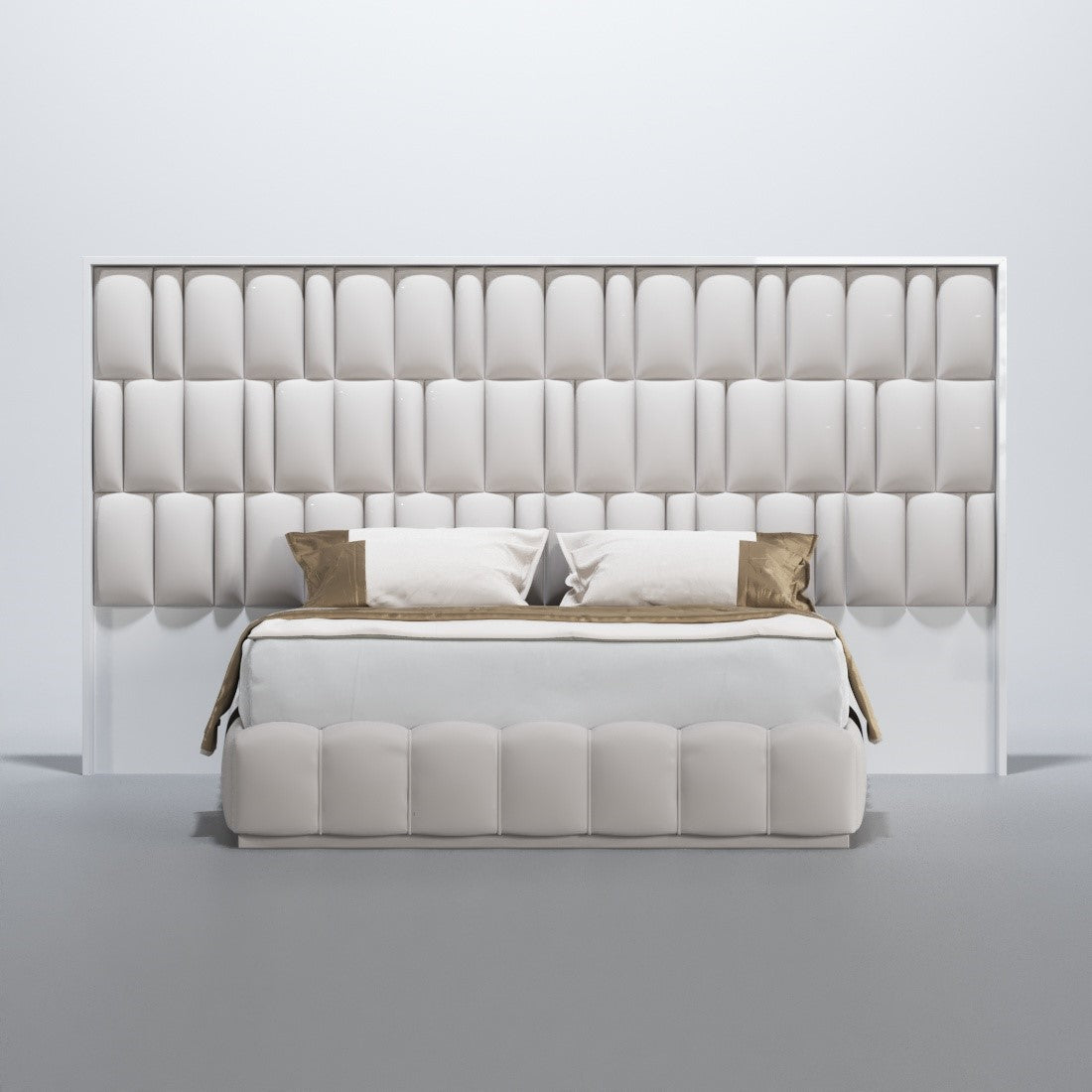 ESF FURNITURE - Orion 3 Piece King Size Bedroom Set in White with Light - ORIONKS-3SET