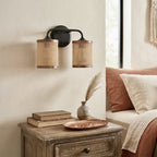 Quell 2-Light Rattan Wall Sconce with Black Metal Finish