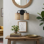 Quell 2-Light Rattan Wall Sconce with Black Metal Finish