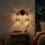 Quell 2-Light Rattan Wall Sconce with Black Metal Finish