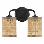 Quell 2-Light Rattan Wall Sconce with Black Metal Finish