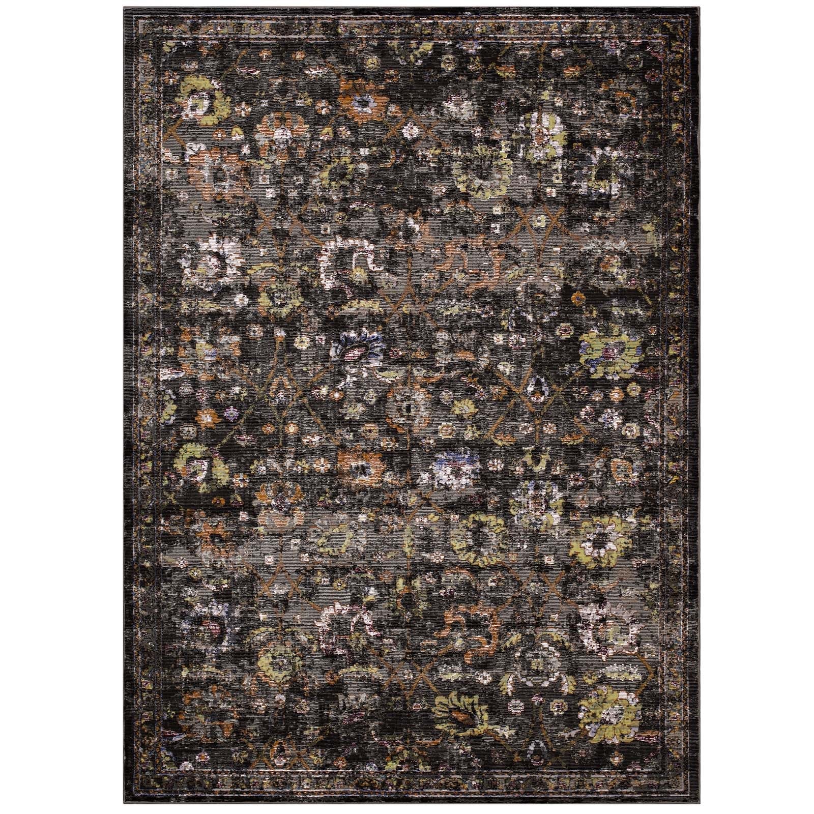 Minu Distressed Floral Lattice Area Rug - R-1091A-46