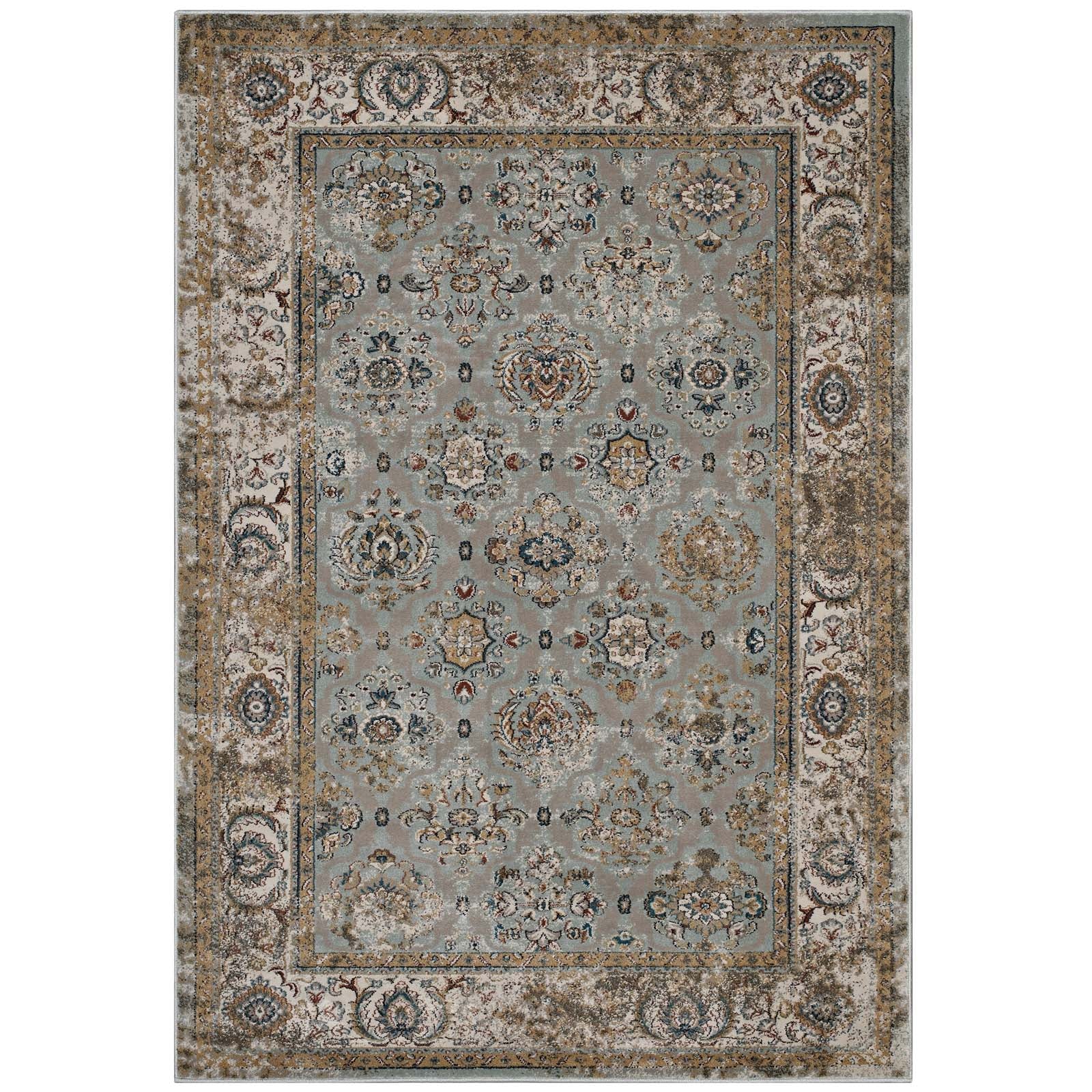 Hisa Distressed Vintage Floral Lattice Area Rug