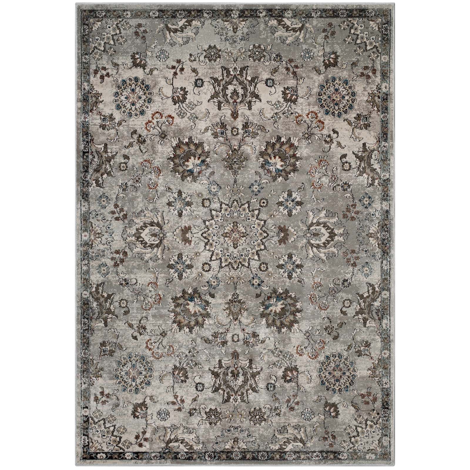 Hana Distressed Vintage FloralLattice Area Rug