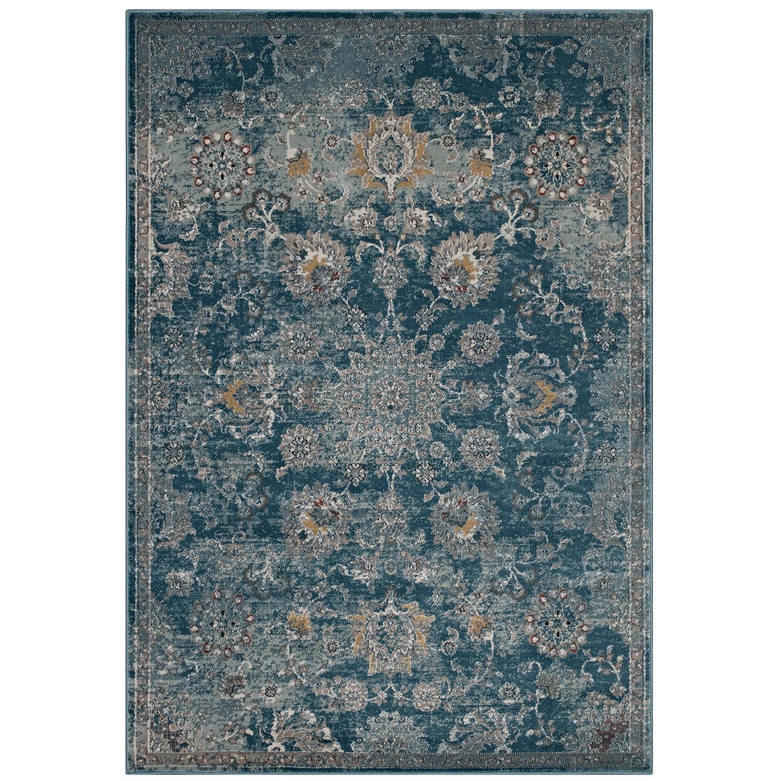 Cynara Distressed Floral Vintage Medallion Area Rug