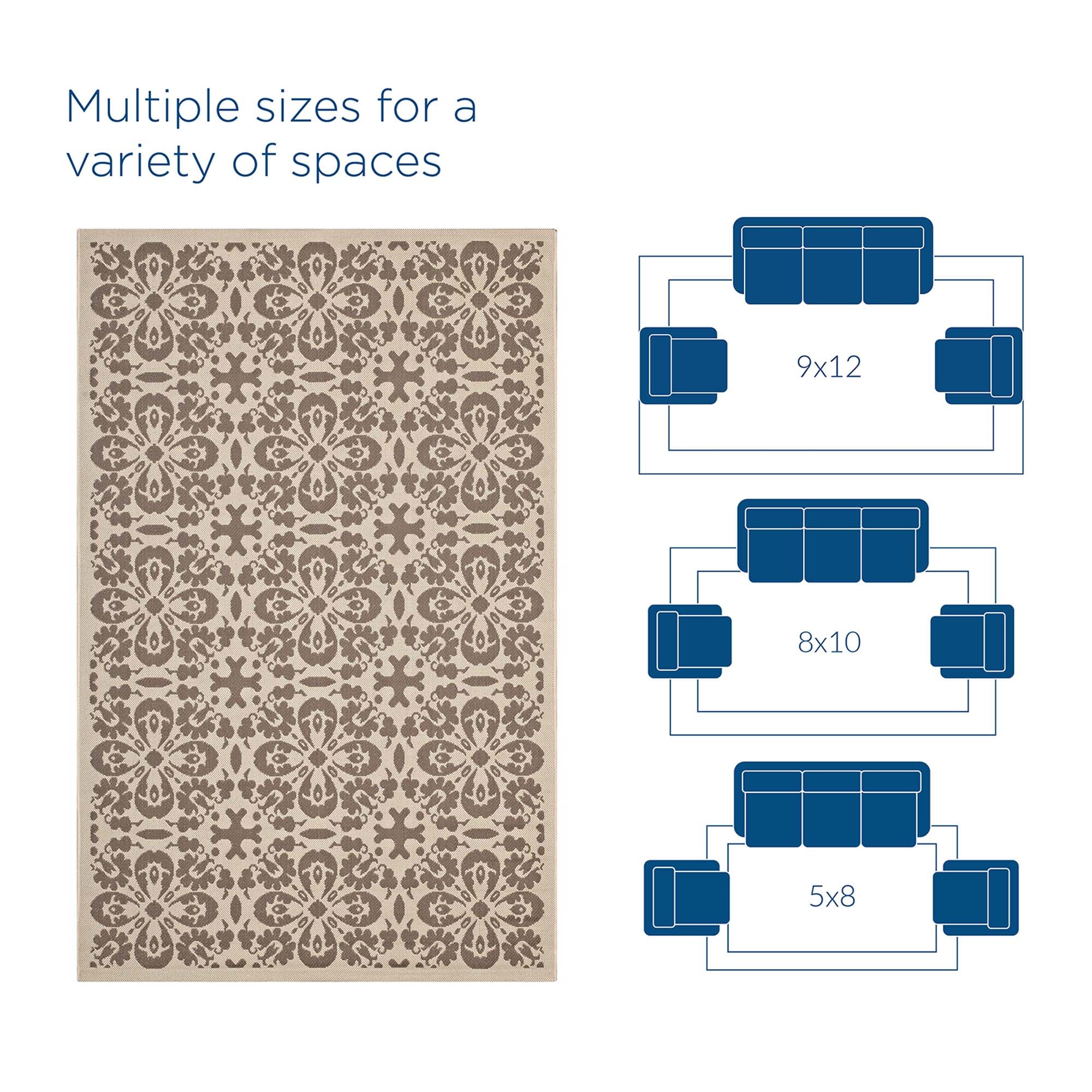 Ariana Vintage Floral Trellis Indoor and Outdoor Area Rug