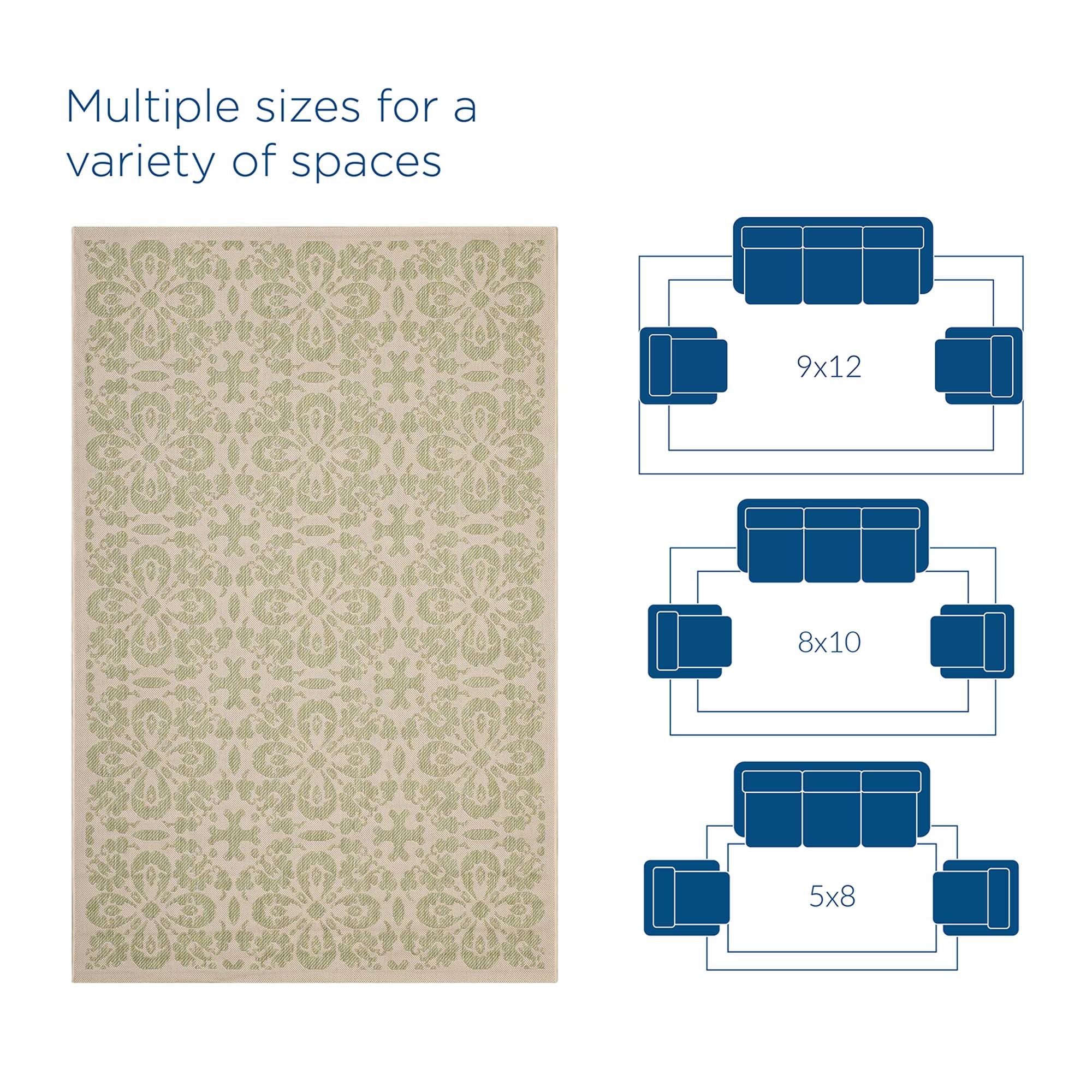 Ariana Vintage Floral Trellis Indoor and Outdoor Area Rug