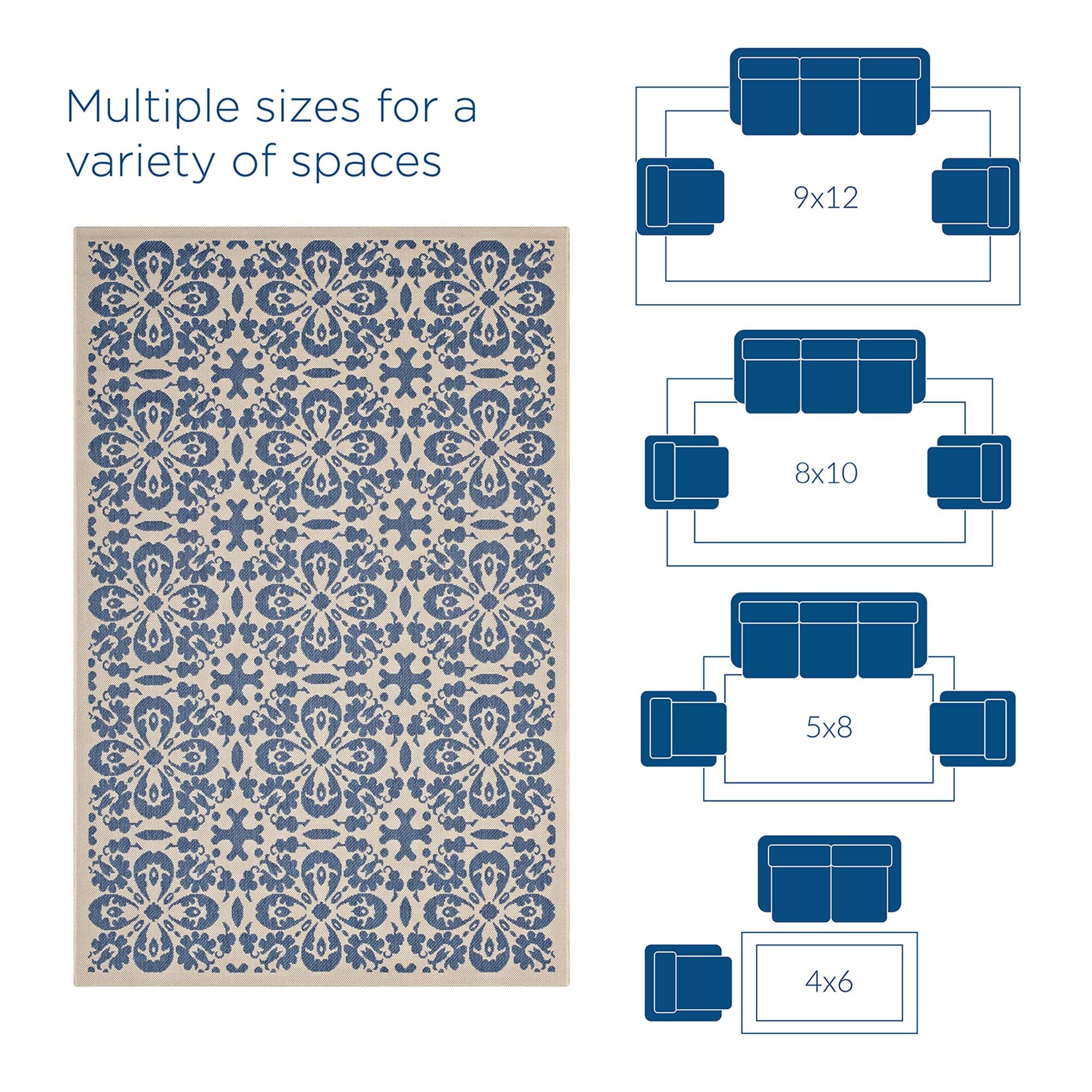 Ariana Vintage Floral Trellis Indoor and Outdoor Area Rug