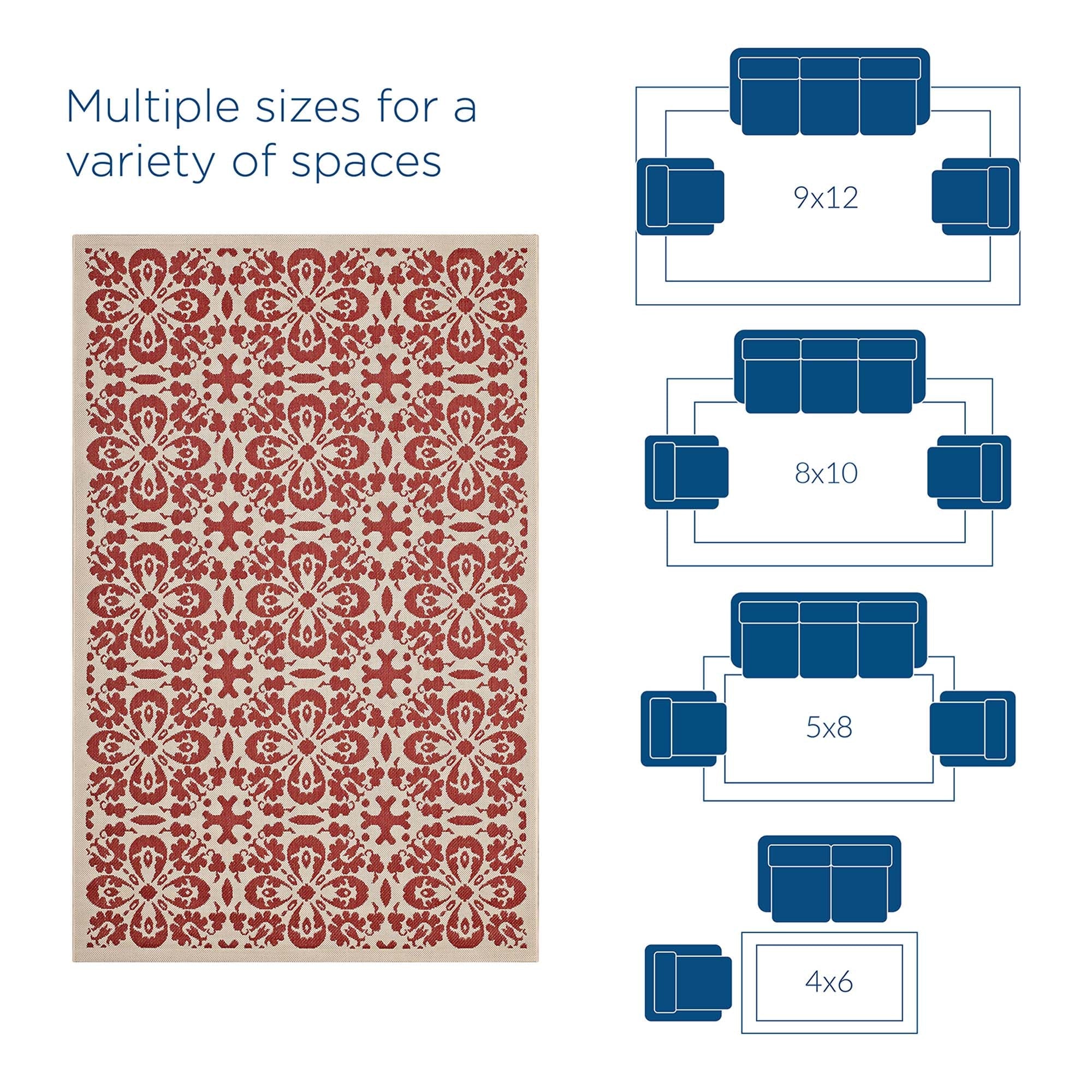 Ariana Vintage Floral Trellis Indoor and Outdoor Area Rug