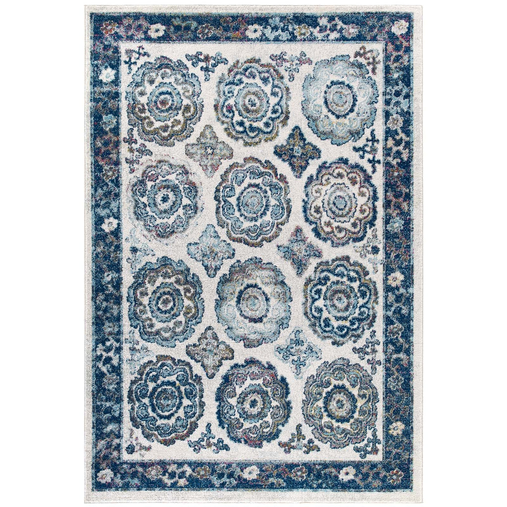 Entourage Odile Distressed Floral Moroccan Trellis Area Rug