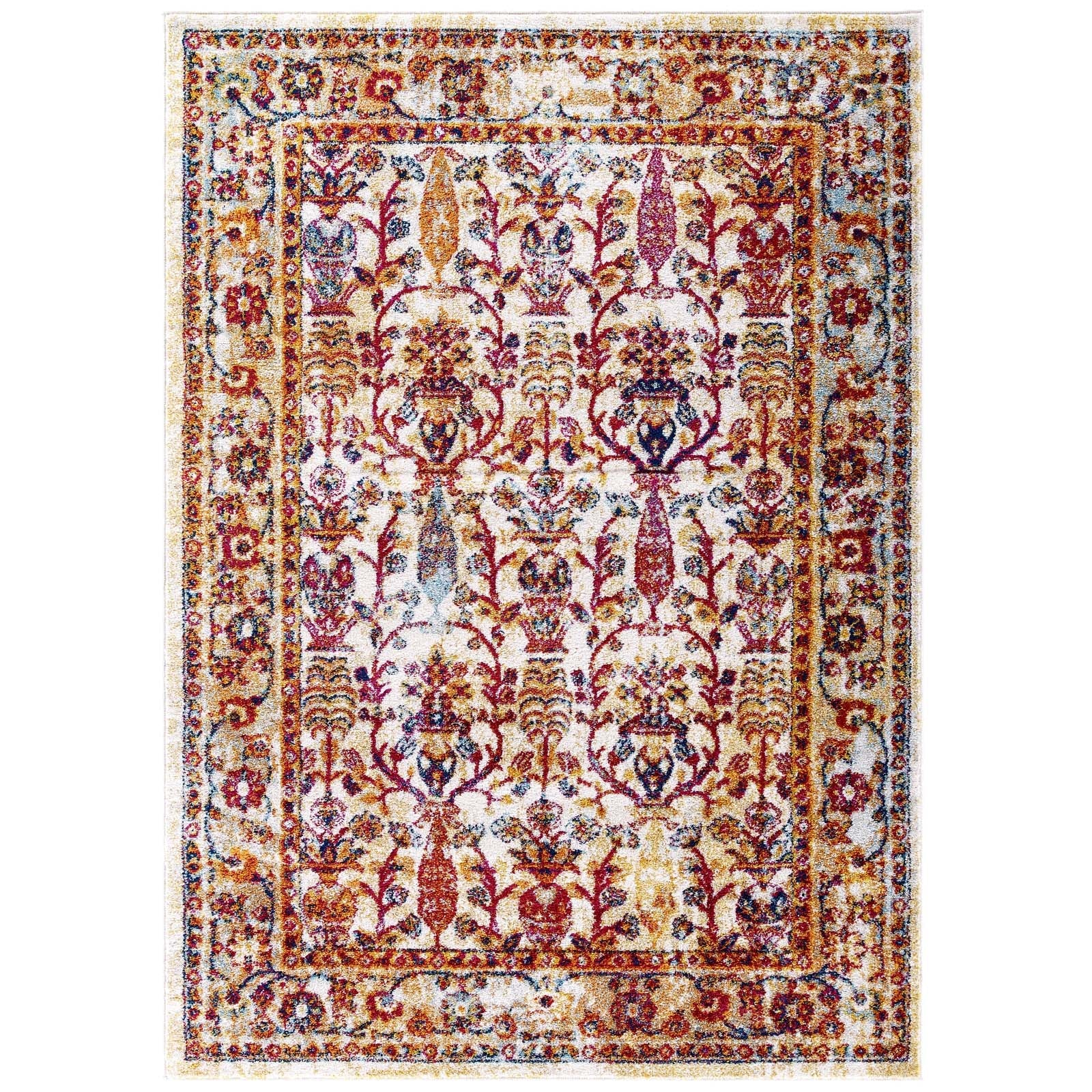 Entourage Jessa Distressed Vintage Floral Lattice Area Rug