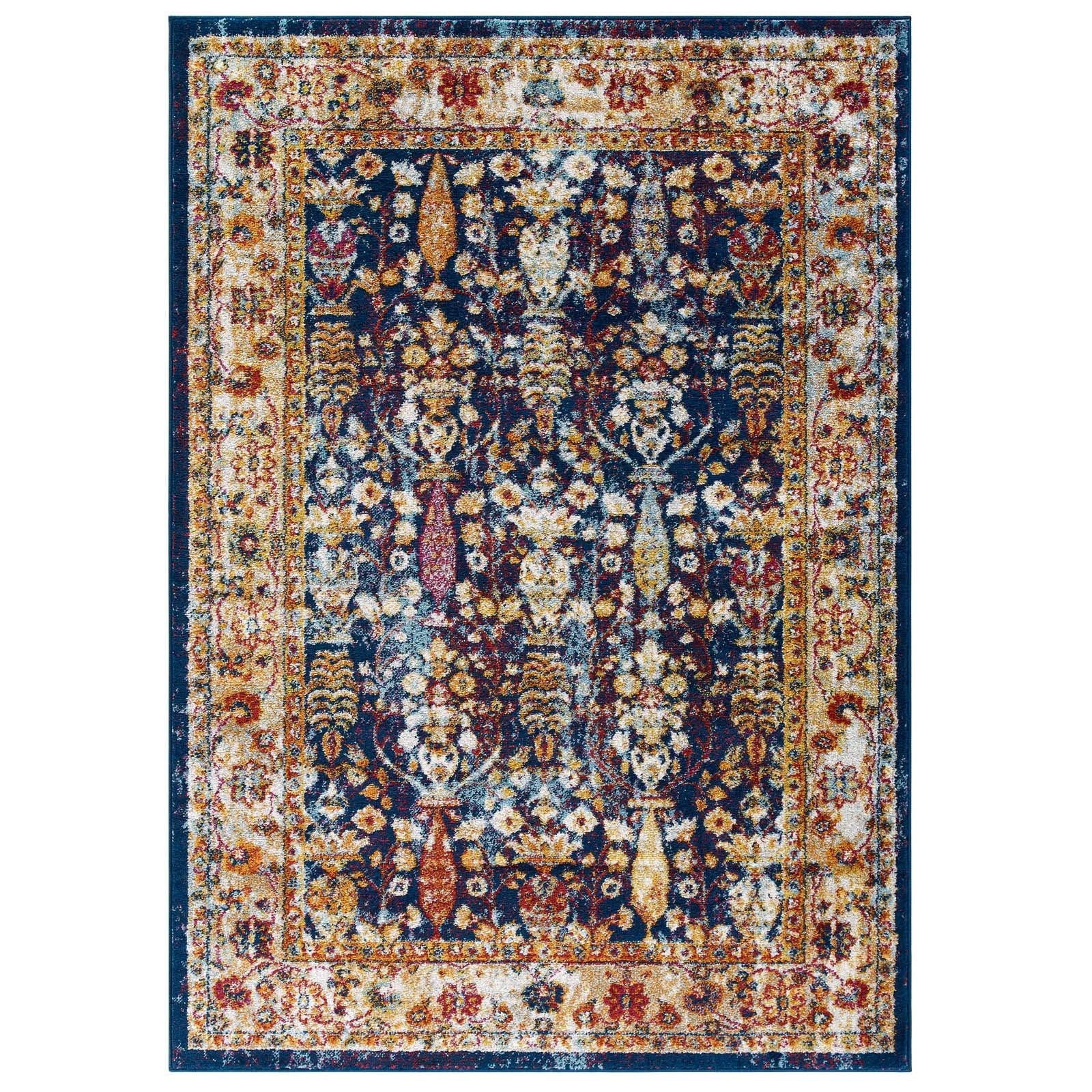 Entourage Jessa Distressed Vintage Floral Lattice Area Rug