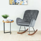 Hannah Mid Century Modern Rocking Chair In Dark Grey