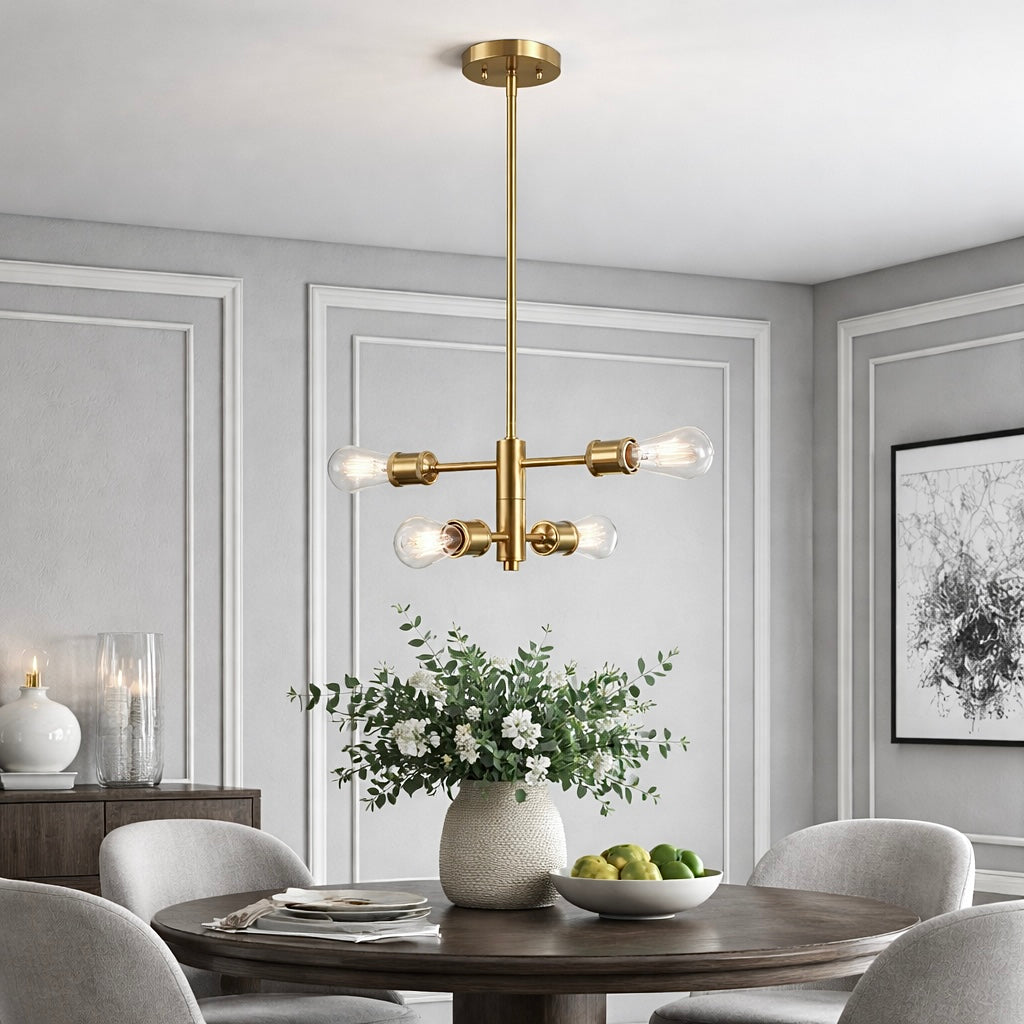 Trellis Four Lights Modern Gold Chandelier