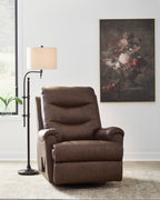 Flynwood Espresso Top-Grain Leather-Match Swivel Glider Recliner