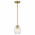 Vista Single Pendant Chain Hanging Light with Clear Glass - Satin Brass