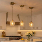 Vista Single Pendant Chain Hanging Light with Clear Glass - Satin Brass