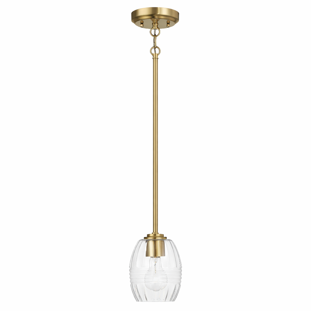 Vista Single Pendant Chain Hanging Light with Clear Glass - Satin Brass