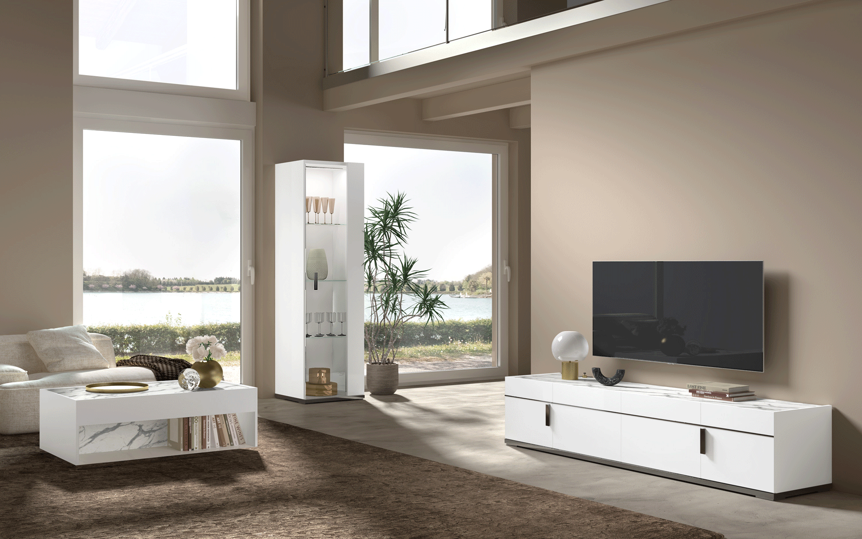 ESF Furniture - Carrara 1 Door China Right - CARRARA1VITRINERIGHT