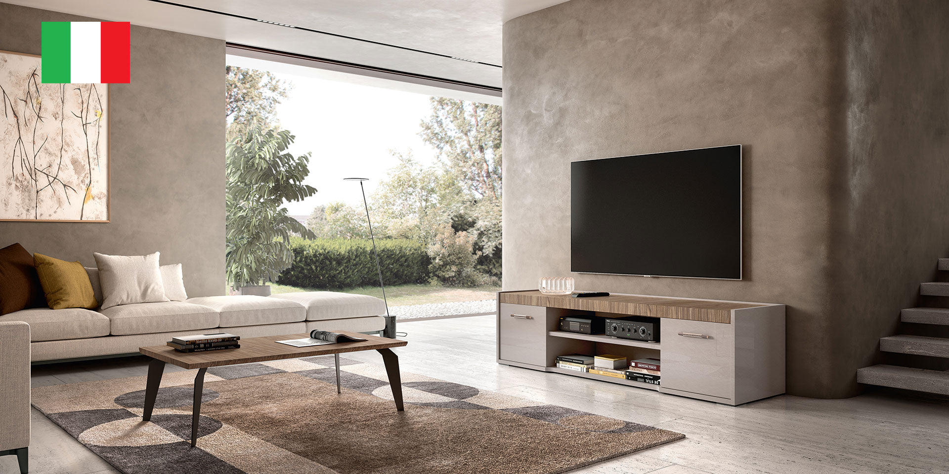 ESF Furniture - Nora Entertainment Center in High Gloss Lacquer - NORA-ENT