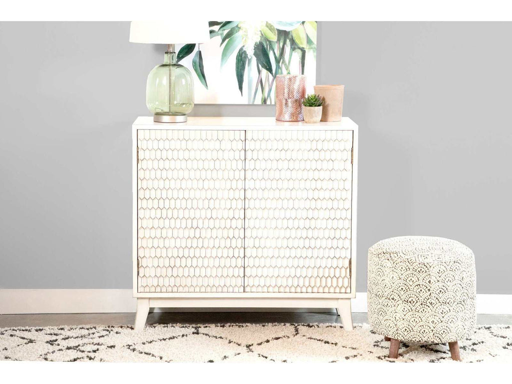 Gambon 2-door Wood Honeycomb Pattern Accent Cabinet White