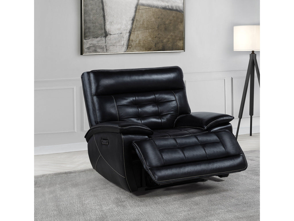 Hewitt Leather Upholstered Dual Power Recliner Chair Black