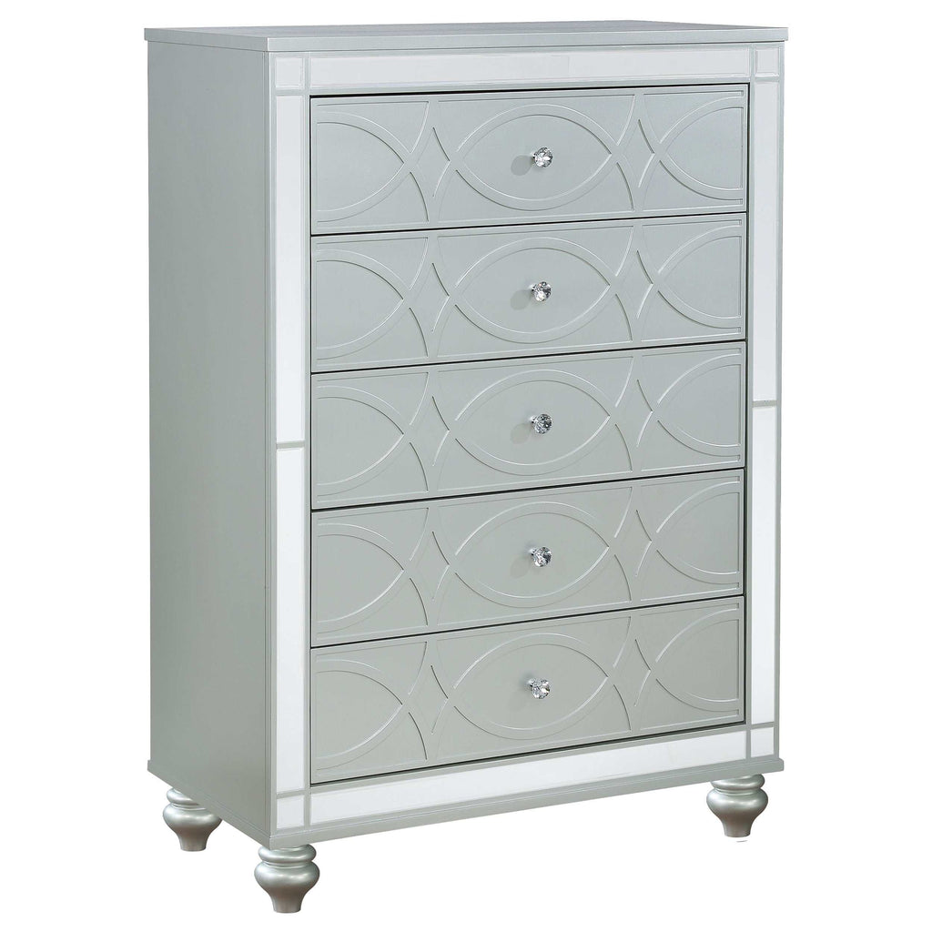 Gunnison 4-piece Eastern King Bedroom Set Silver Metallic