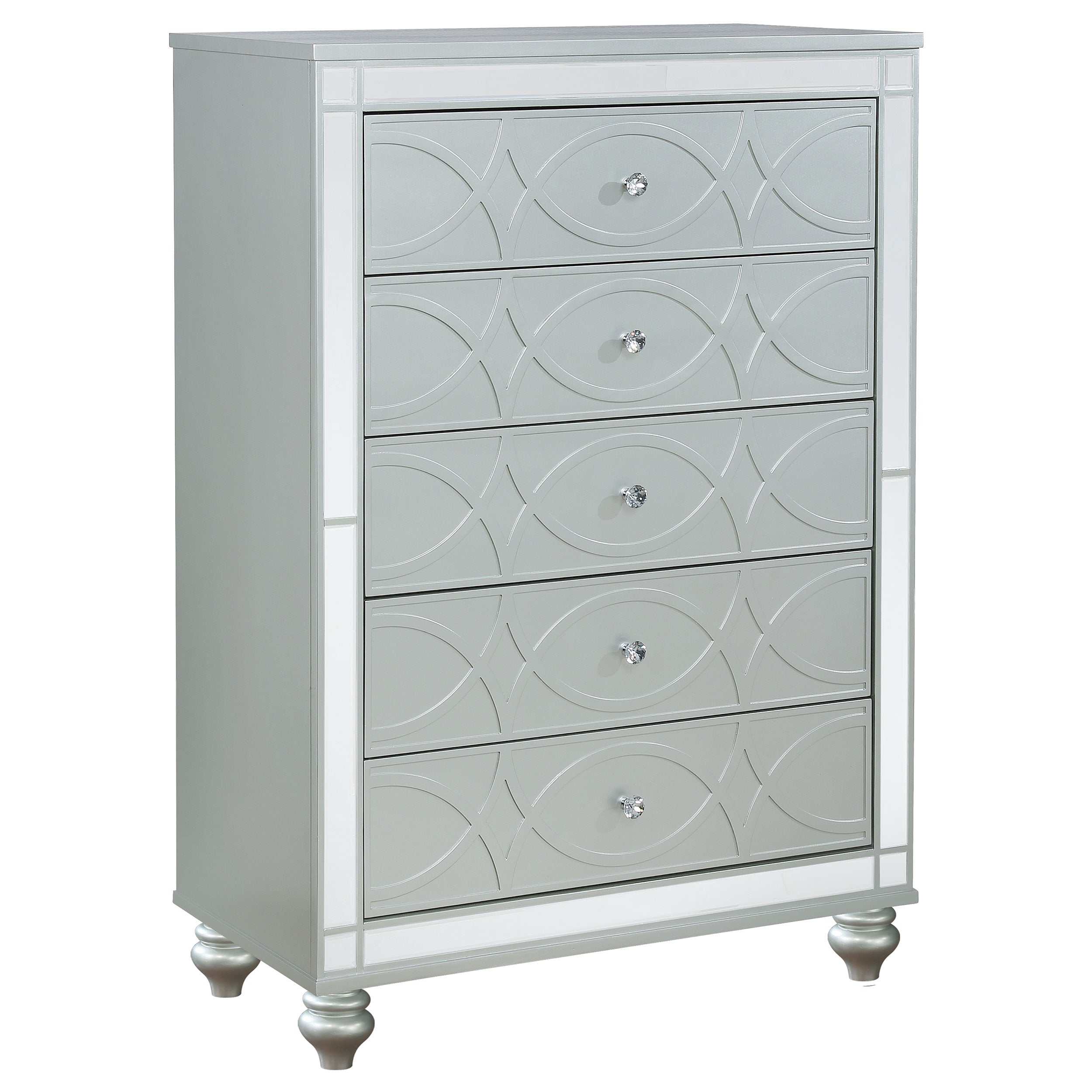 Gunnison 4-piece Eastern King Bedroom Set Silver Metallic