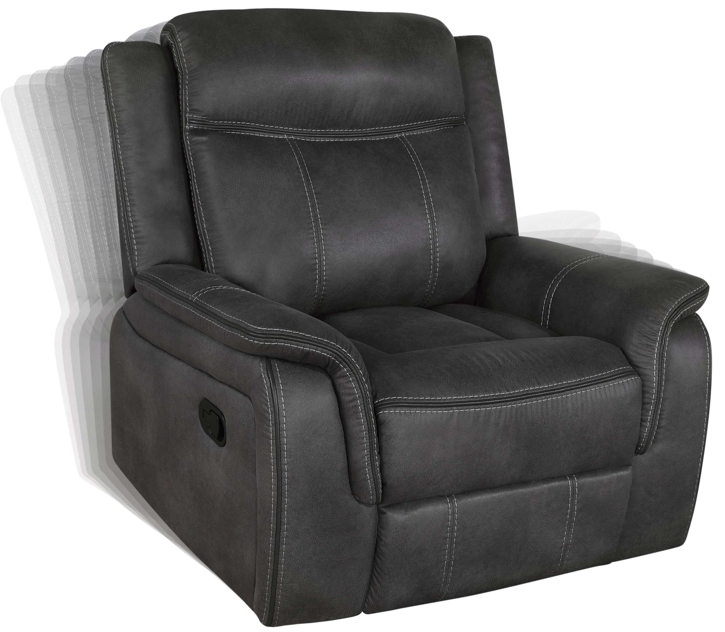 Lawrence Upholstered Padded Arm Glider Recliner Charcoal