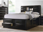 Briana Wood Eastern King Storage Bookcase Bed Black
