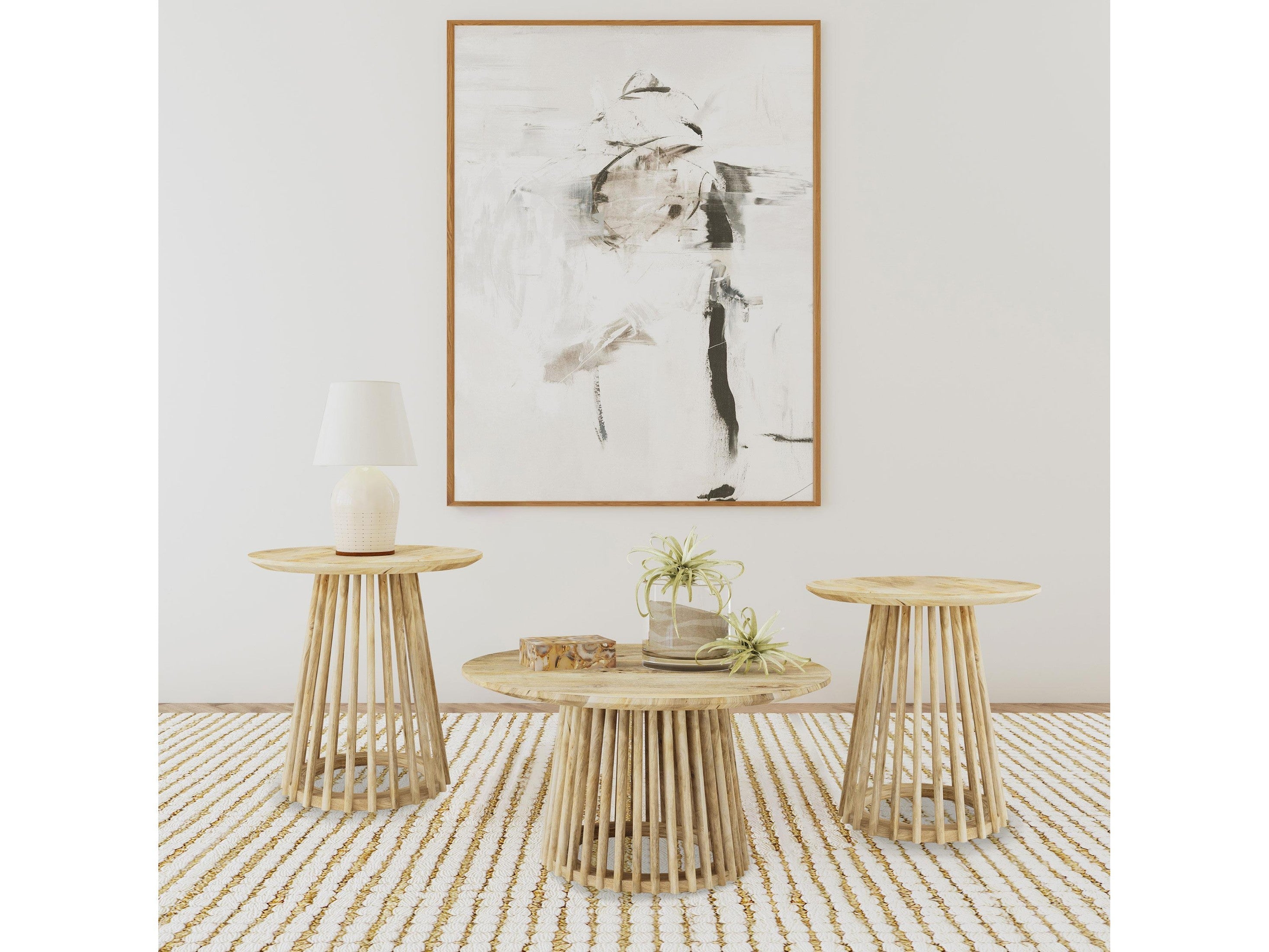 Touhy Round Solid Wood Cocktail Coffee Table Natural Mango