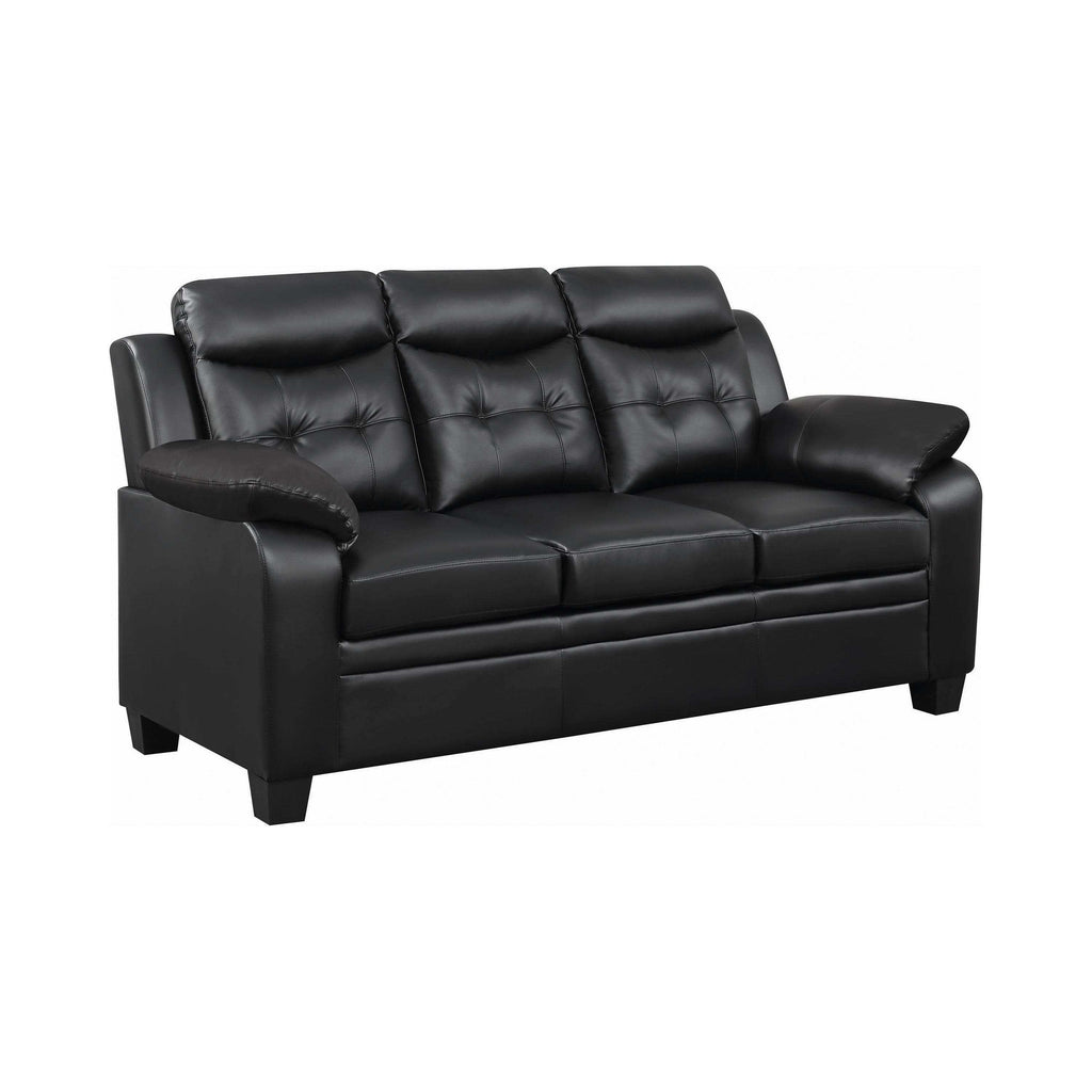 Finley 2-piece Upholstered Padded Arm Tufted Sofa Set Black