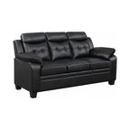 Finley 2-piece Upholstered Padded Arm Tufted Sofa Set Black
