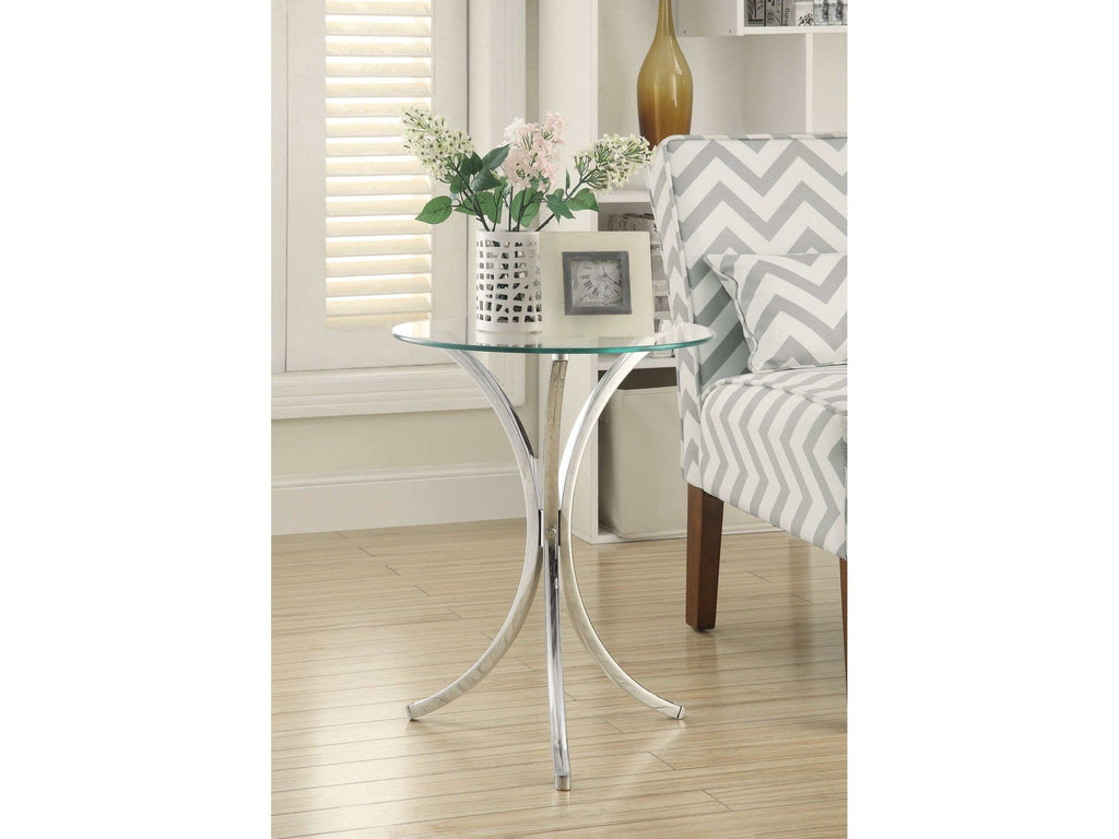 Eloise Round Glass Top Accent Side Table Chrome