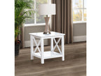 Skyview Square Pine Wood Side End Table with Shelf White