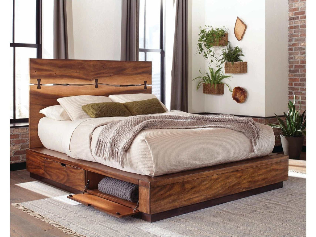 Winslow Wood Eastern King Storage Panel Bed Smokey Walnut