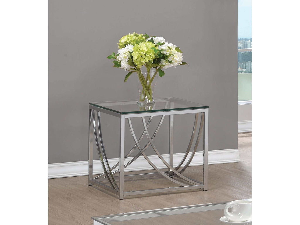 Lille Square Glass Top Side End Table Chrome