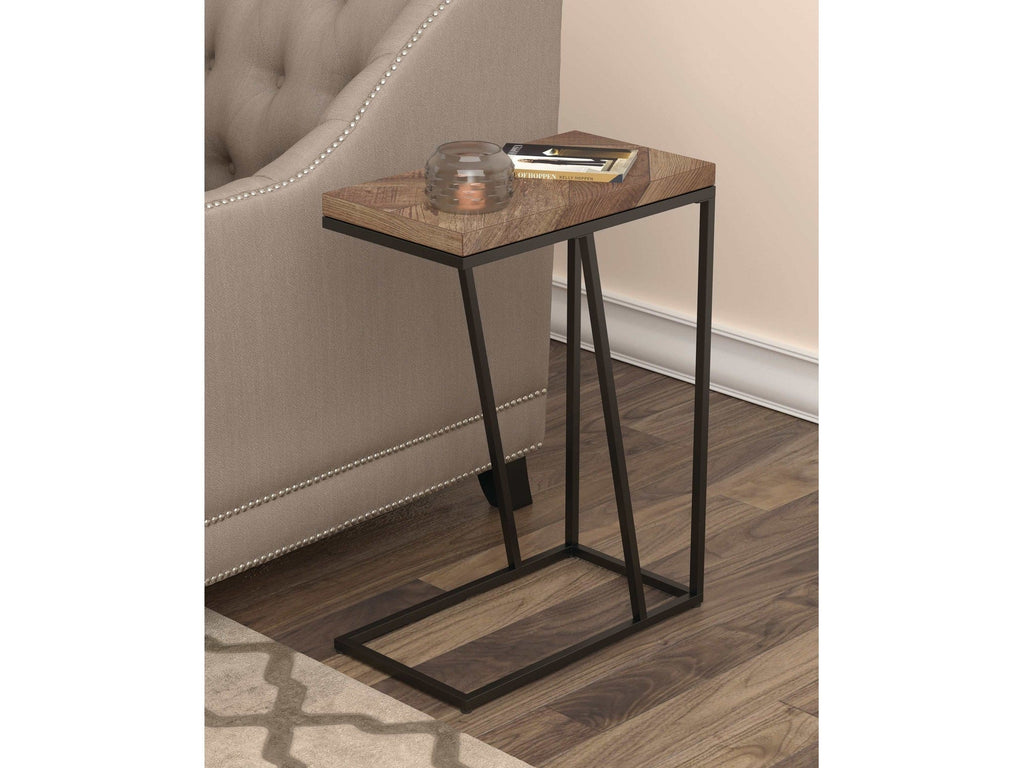 Sergio Engineered Wood C-Shaped Side Table Rustic Tobacco