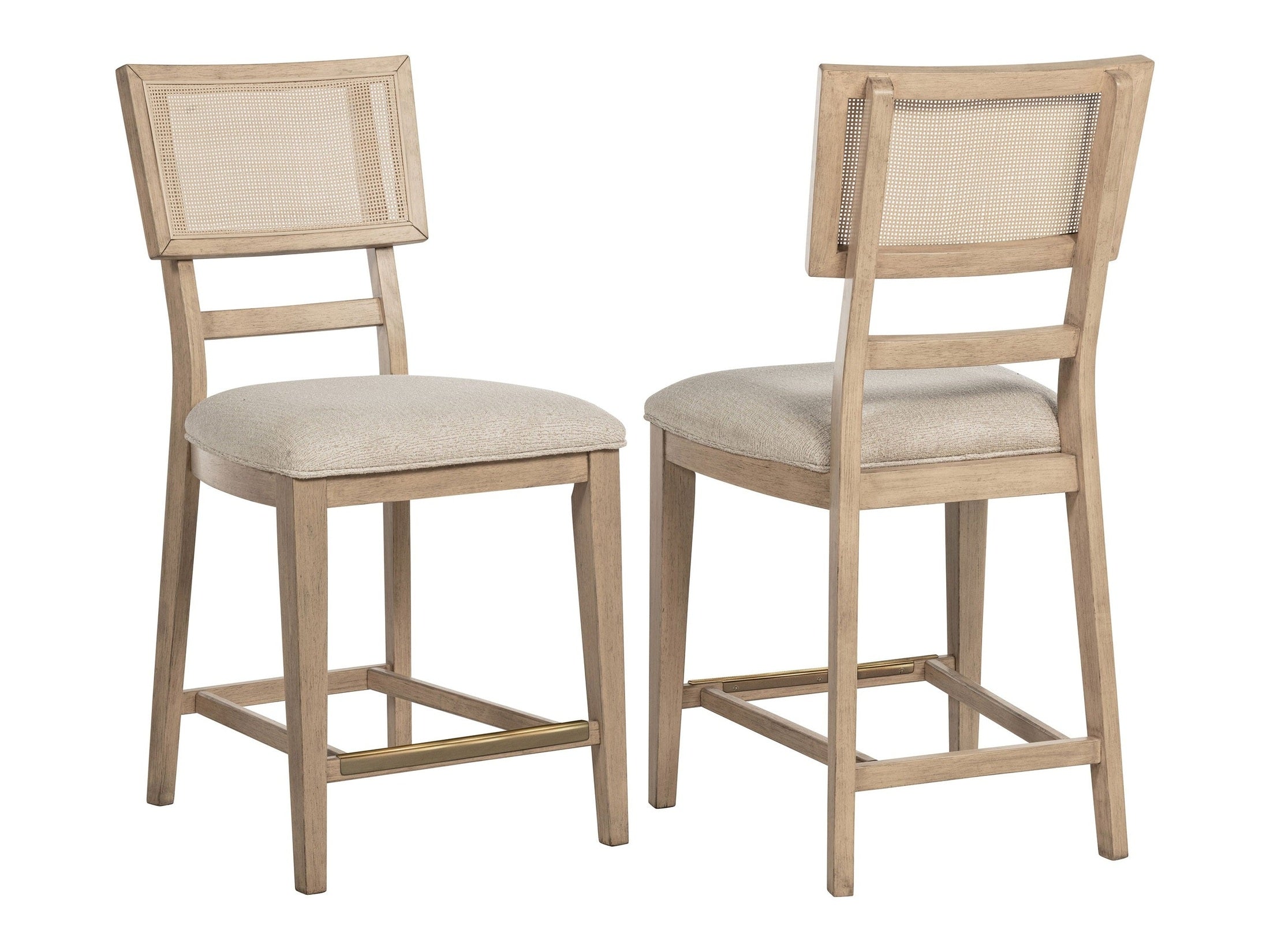 Kailani Rattan Cane Counter Side Chair Beige Oak (Set of 2)