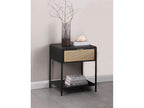 Amherst 1-drawer Radio Weave Cane Metal Bedside Table Black