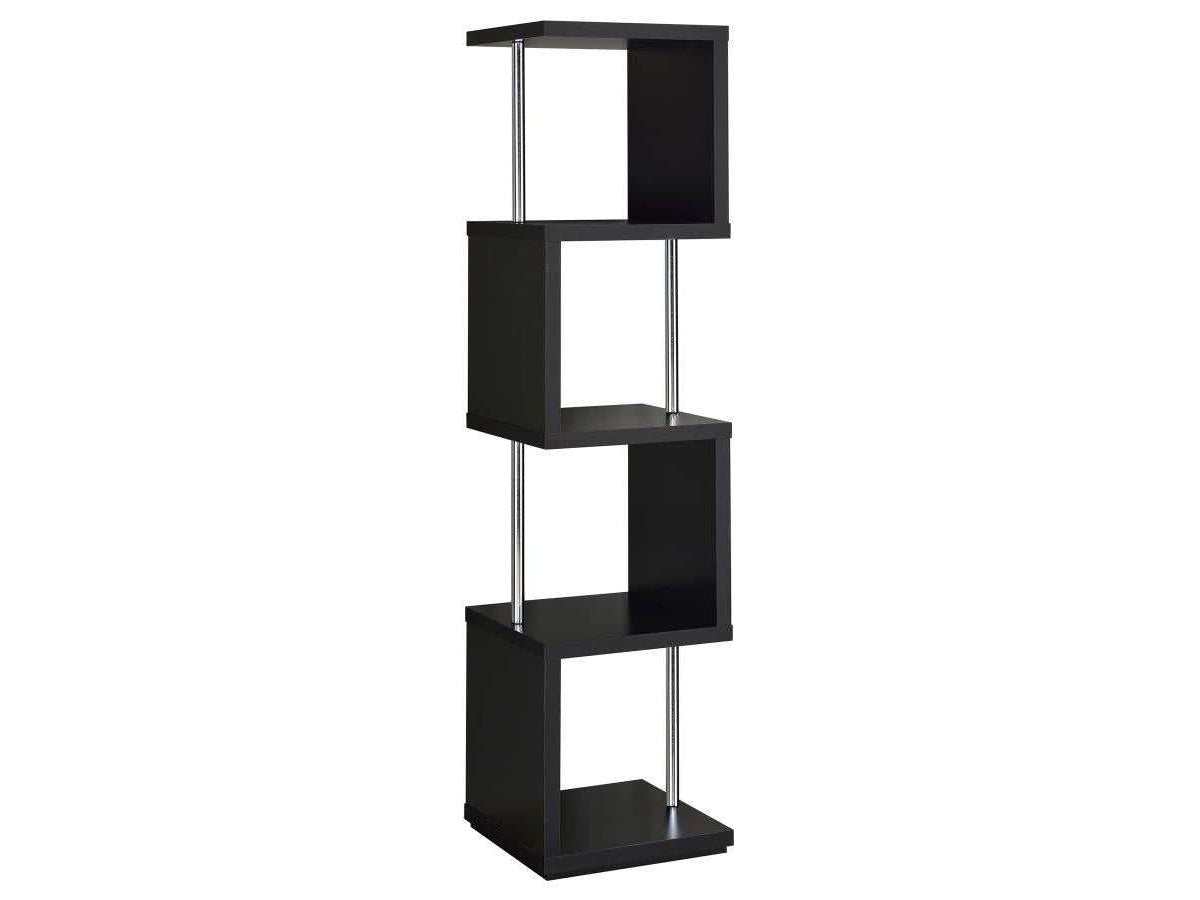 Baxter 67-inch 4-shelf Bookshelf White and Chrome